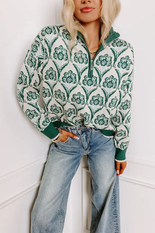 Cider In Aspen Knit Sweater in Hunter Green sold by Impressions