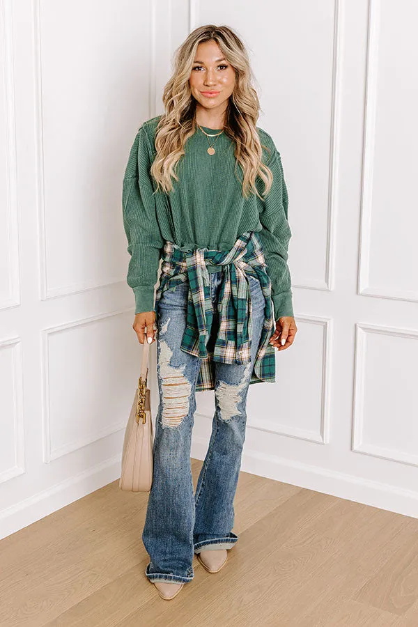 Cedar Creek Waffle Knit Top in Hunter Green sold by Impressions product image thumbnail 3