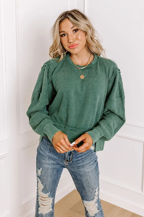 Cedar Creek Waffle Knit Top in Hunter Green sold by Impressions product image thumbnail 4