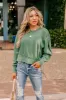 Cedar Creek Waffle Knit Top in Hunter Green sold by Impressions