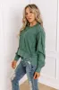Cedar Creek Waffle Knit Top in Hunter Green sold by Impressions