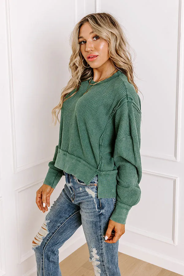 Cedar Creek Waffle Knit Top in Hunter Green sold by Impressions product image thumbnail 5