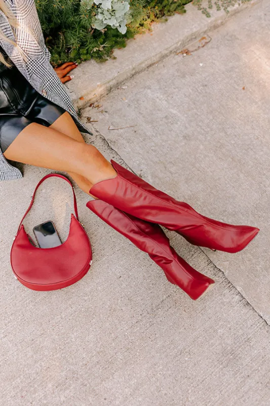 Fiora Faux Leather Knee High Boot in Crimson sold by Impressions