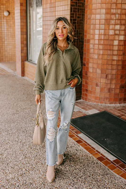 Park Avenue Ribbed Sweatshirt in Sage sold by Impressions