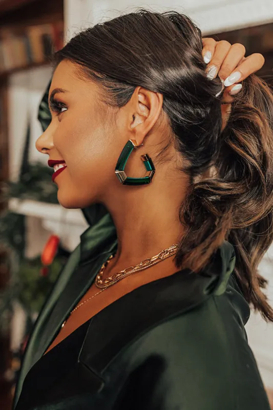 Kendra Scott Arden Gold Statement Hoop Earrings in Emerald Mix sold by Impressions