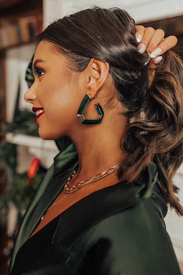 Kendra Scott Arden Gold Statement Hoop Earrings in Emerald Mix sold by Impressions