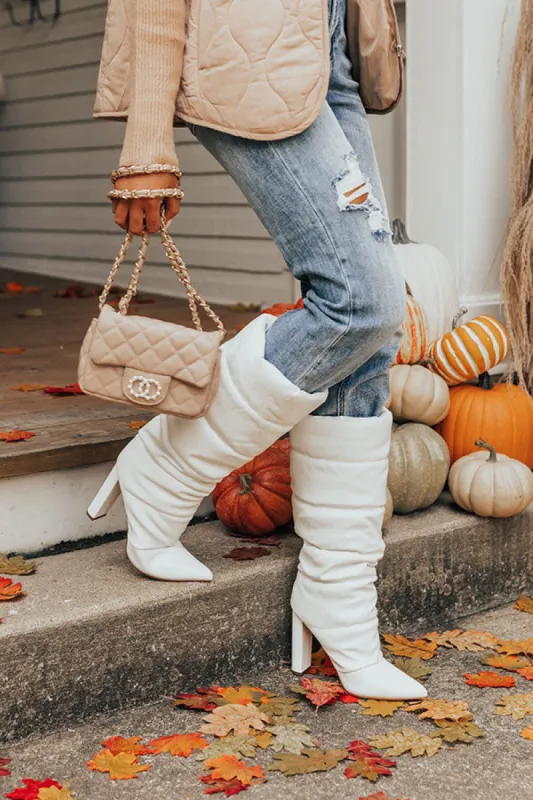 The Stowe Faux Leather Boot In White sold by Impressions
