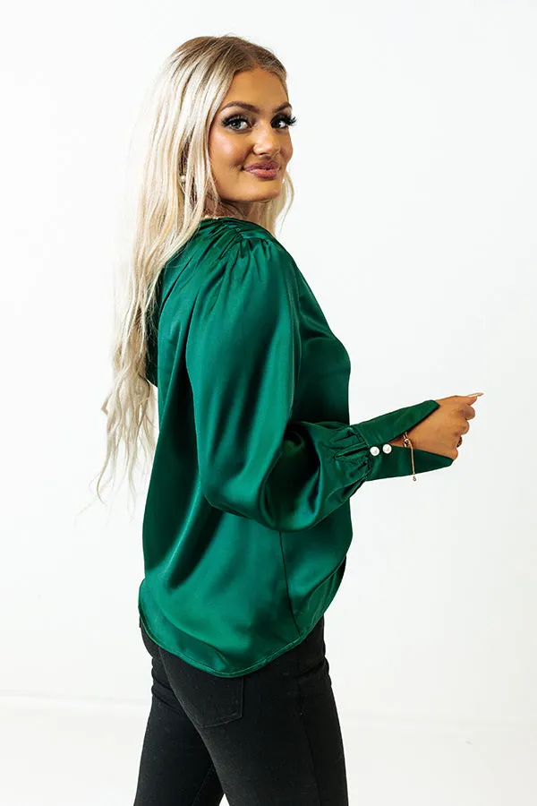 Date Night Ready Satin Top In Hunter Green sold by Impressions product image thumbnail 4