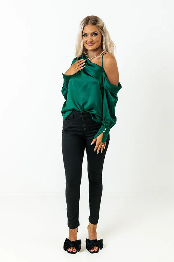 Date Night Ready Satin Top In Hunter Green sold by Impressions product image thumbnail 2