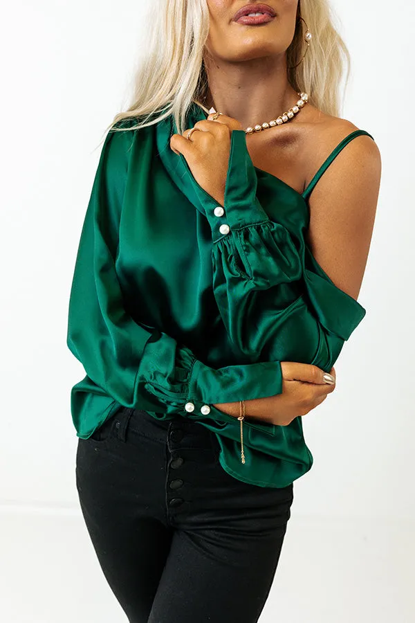 Date Night Ready Satin Top In Hunter Green sold by Impressions product image thumbnail 3