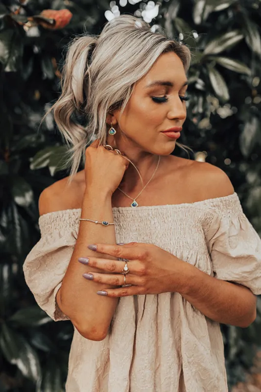 Kendra Scott Grayson Gold Stretch Bracelet in Bronze Veined Lapis Turquoise sold by Impressions