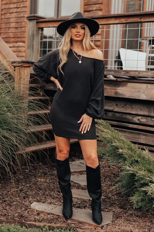 Coziest Home Knit Dress In Black sold by Impressions