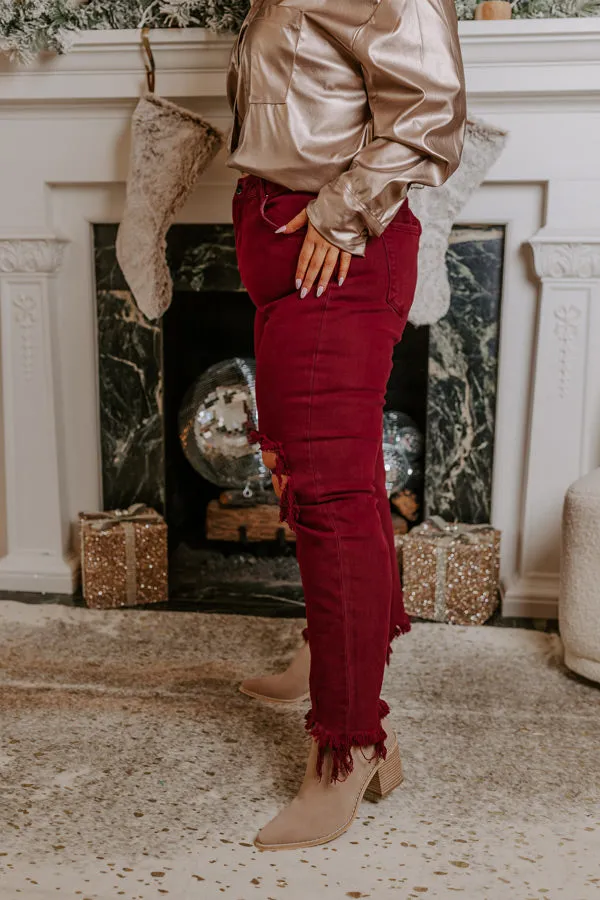 Risen The Eras High Waist Distressed Jean In Wine Curves sold by Impressions product image thumbnail 4