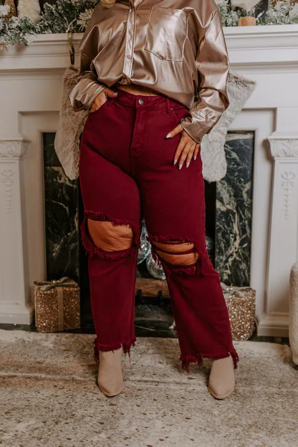 Risen The Eras High Waist Distressed Jean In Wine Curves sold by Impressions product image thumbnail 3