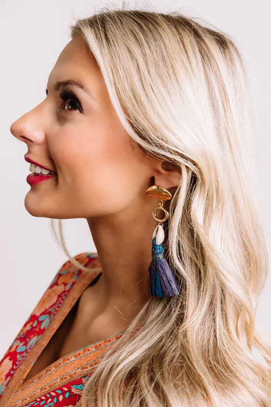 Kingston Tassel Earrings in Blue sold by Impressions