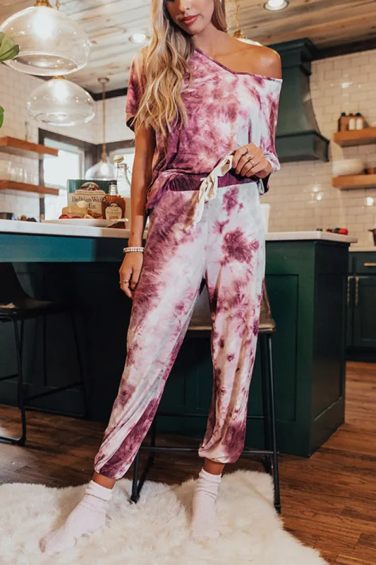 Cozy Mornings Tie Dye Joggers in Purple sold by Impressions