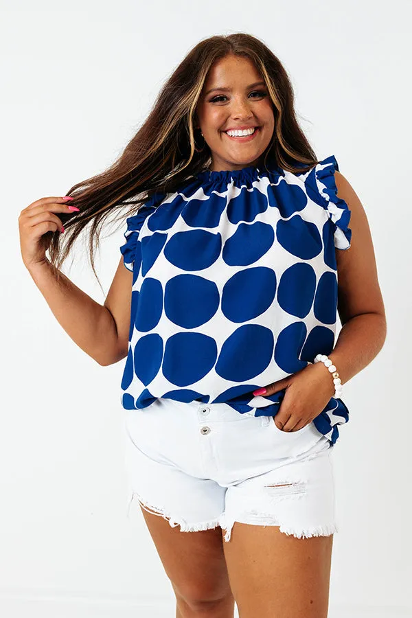 Brunch And Go Shift Top In Royal Blue Curves sold by Impressions