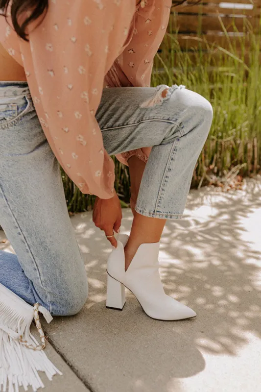 The Sibyl Faux Leather Bootie In Ivory sold by Impressions