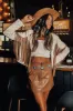 Feeling Grand Faux Suede Fringe Jacket In Brown sold by Impressions