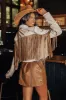 Feeling Grand Faux Suede Fringe Jacket In Brown sold by Impressions
