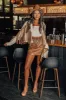 Feeling Grand Faux Suede Fringe Jacket In Brown sold by Impressions