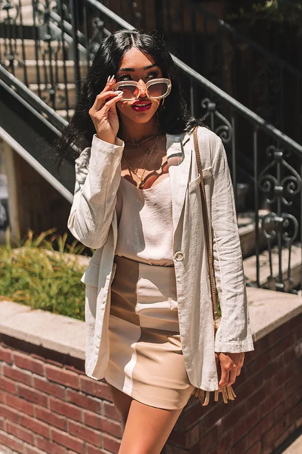 Round Trip Ticket Linen-Blend Blazer In Light Beige sold by Impressions product image thumbnail 4