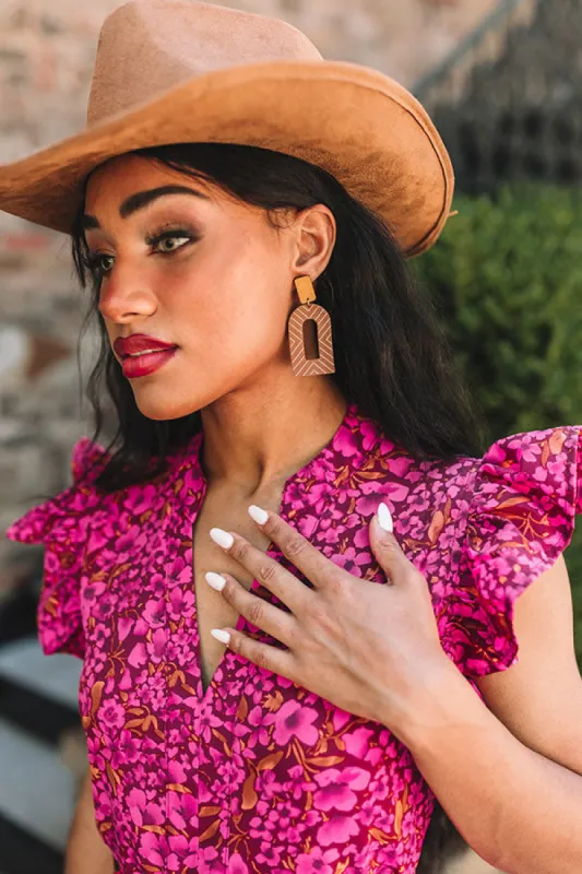 New Path Faux Leather Earrings In Brown sold by Impressions