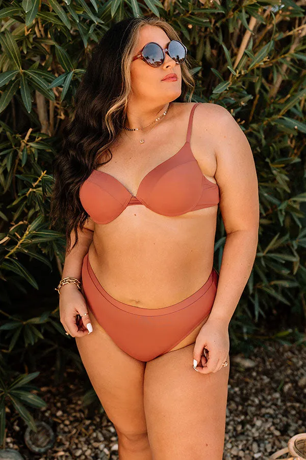 Just Add Water High Waist Bikini Bottom in Rust Curves sold by Impressions
