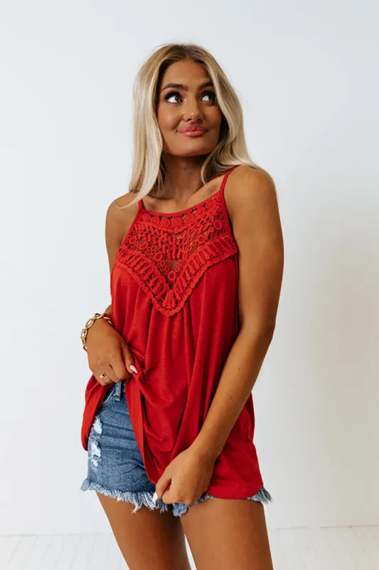 Beachy Bonding Shift Tank In Red sold by Impressions