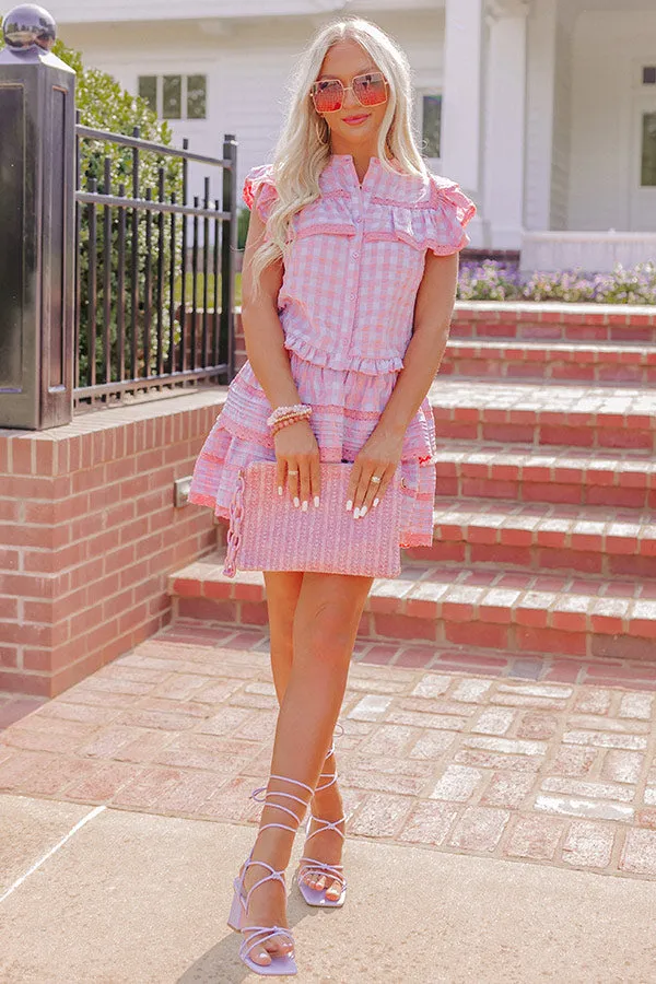 Downright Delightful Gingham Top in Pink sold by Impressions
