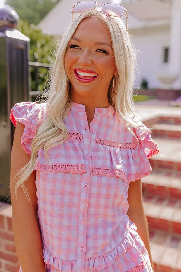 Downright Delightful Gingham Top in Pink sold by Impressions product image thumbnail 4