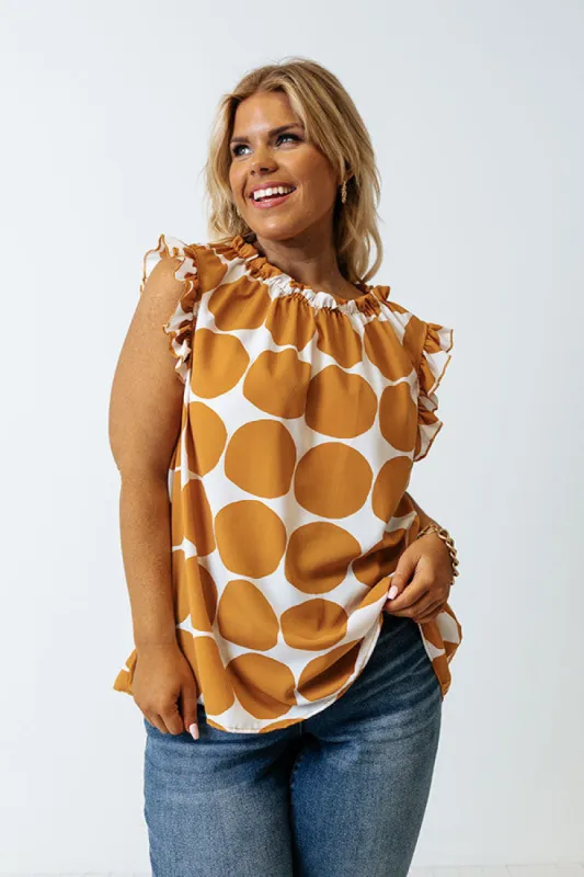 Brunch And Go Shift Top In Camel Curves sold by Impressions