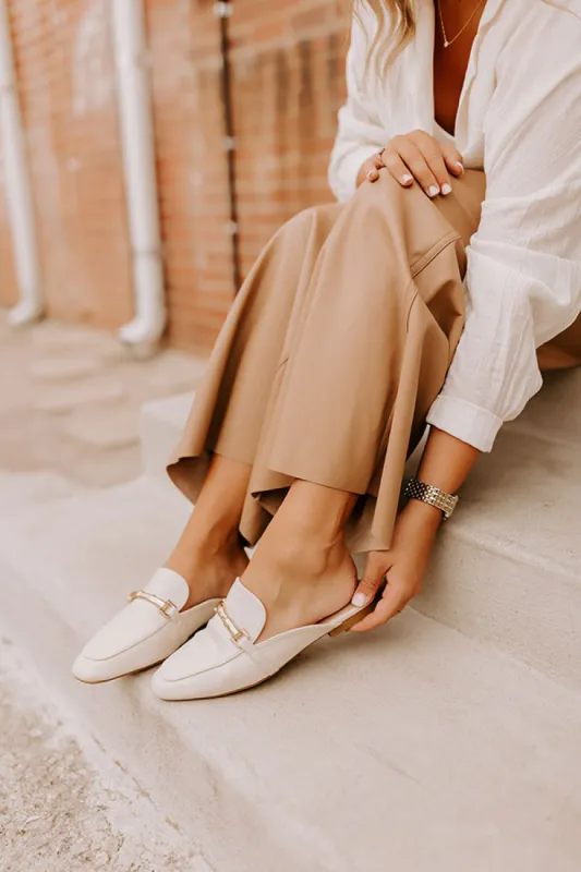 The Aubrey Faux Leather Mule Loafer in Cream sold by Impressions
