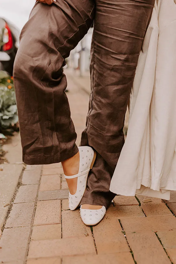 The Iris Rhinestone Embellished Faux Leather Flats in Cream sold by Impressions product image thumbnail 4