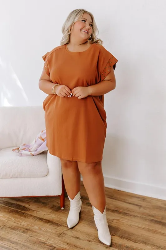 Casual Couture Mini Dress in Rust Curves sold by Impressions