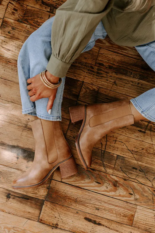 The Skylar Faux Leather Vintage Boot in Tan sold by Impressions