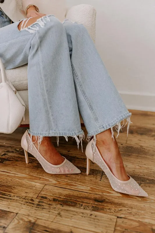 The Callie Rhinestone Embellished Heel in Natural sold by Impressions