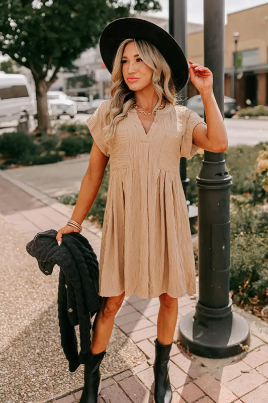 Long Weekend Wonderful Shift Dress In Warm Taupe sold by Impressions