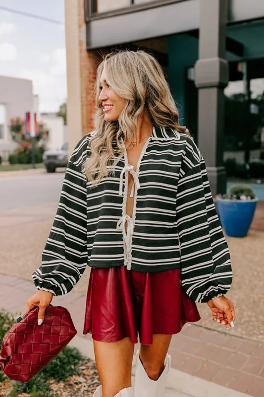 Mulled Wine Stripe Front Tie Top sold by Impressions