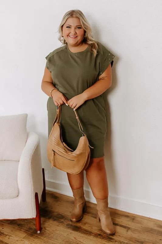 Casual Couture Mini Dress in Olive Curves sold by Impressions
