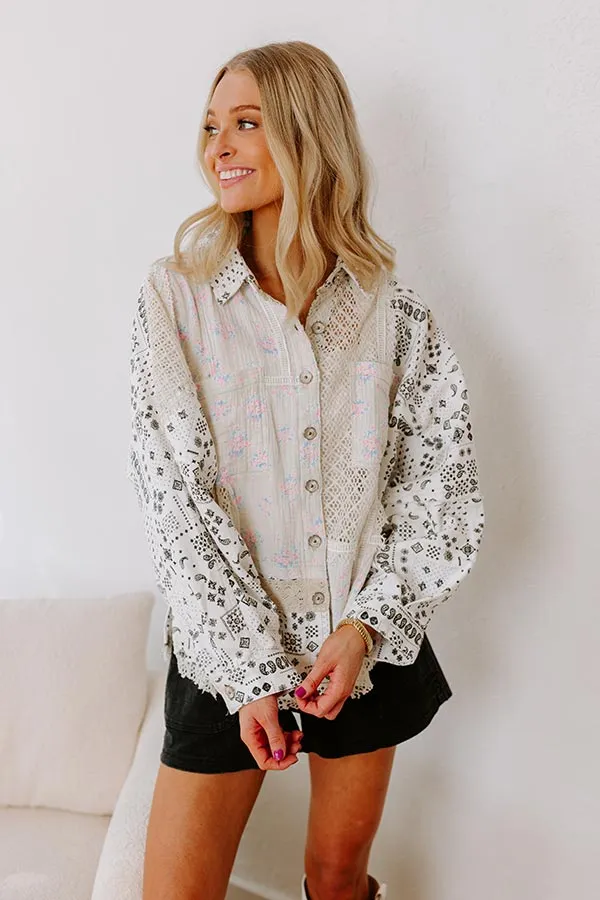 Boho Chic Lace Button Up in White sold by Impressions product image thumbnail 4