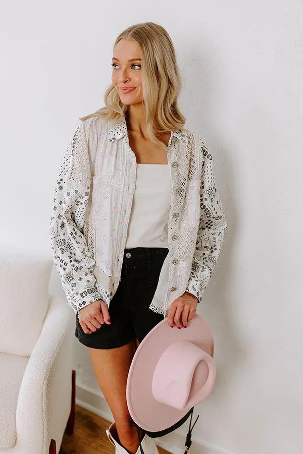 Boho Chic Lace Button Up in White sold by Impressions