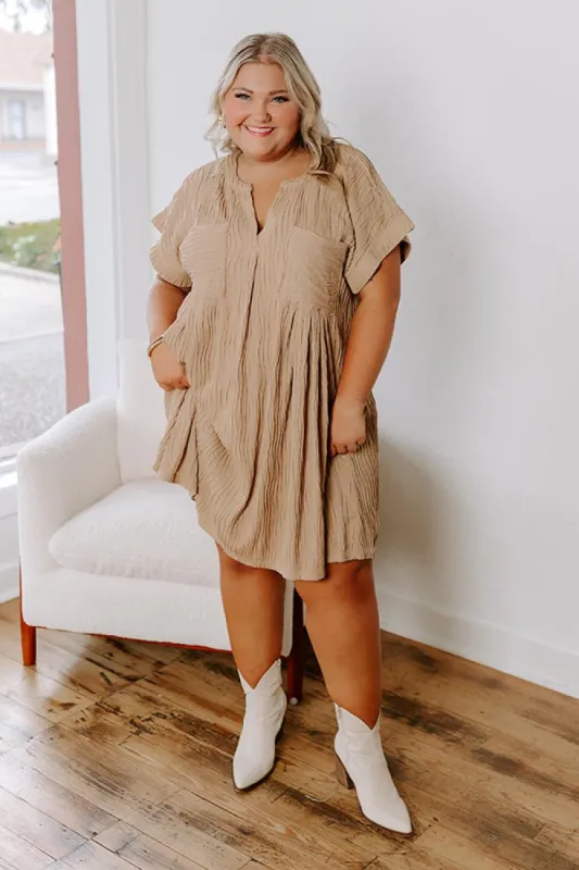 Long Weekend Wonderful Shift Dress In Warm Taupe Curves sold by Impressions