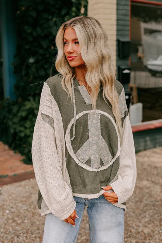 Peaceful Moment Knit Hoodie in Olive sold by Impressions