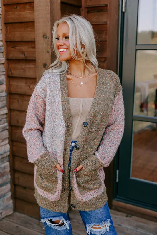 Cabin Comfort Color Block Cardigan sold by Impressions
