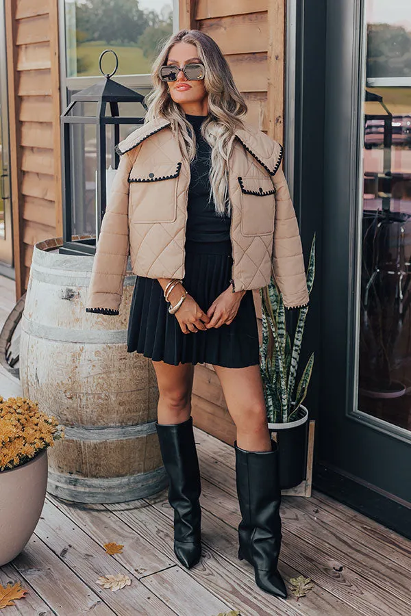 Uptown Girl Quilted Jacket in Khaki sold by Impressions