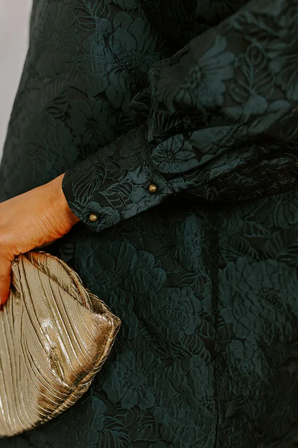 Happy Hour Chic Jacquard Mini Dress in Hunter Green sold by Impressions product image thumbnail 3