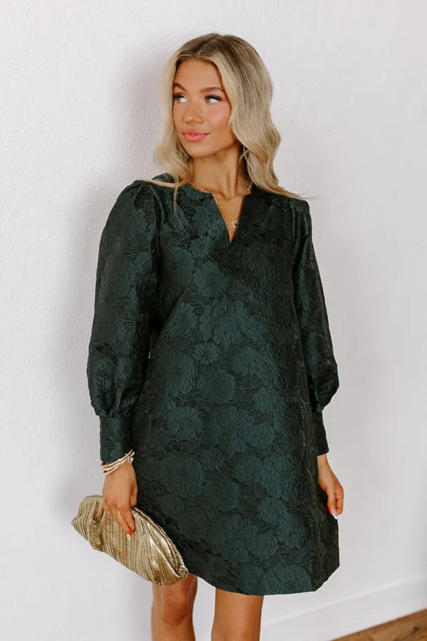 Happy Hour Chic Jacquard Mini Dress in Hunter Green sold by Impressions product image thumbnail 5