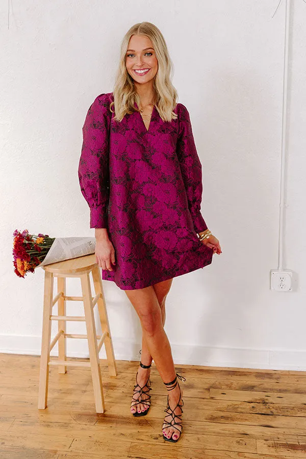 Happy Hour Chic Jacquard Mini Dress in Sangria sold by Impressions product image thumbnail 5