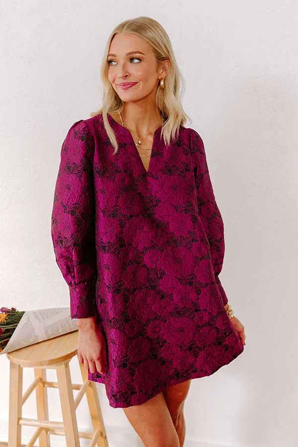 Happy Hour Chic Jacquard Mini Dress in Sangria sold by Impressions